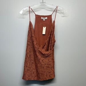 Anthropologie NWT Sleeveless Terracotta Textured Crossed Flowing Top